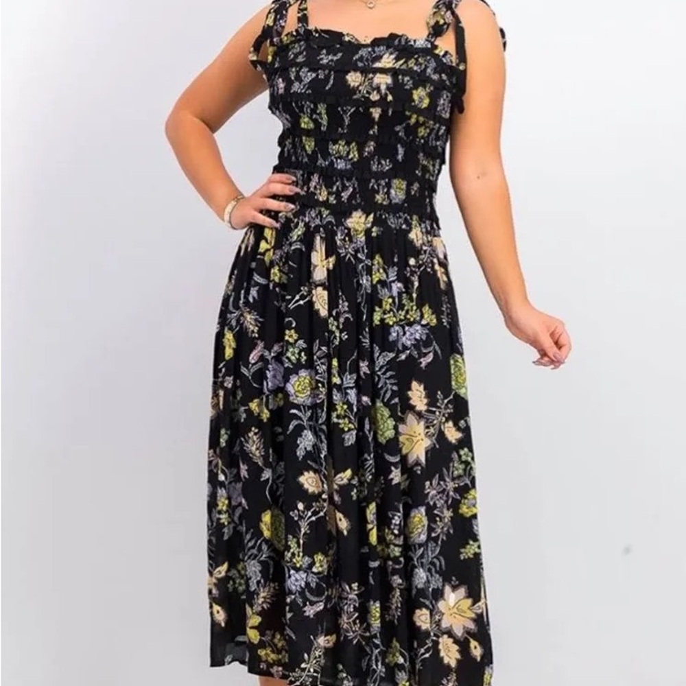 Free People Isla Midi Dress Midnight Combo NWT